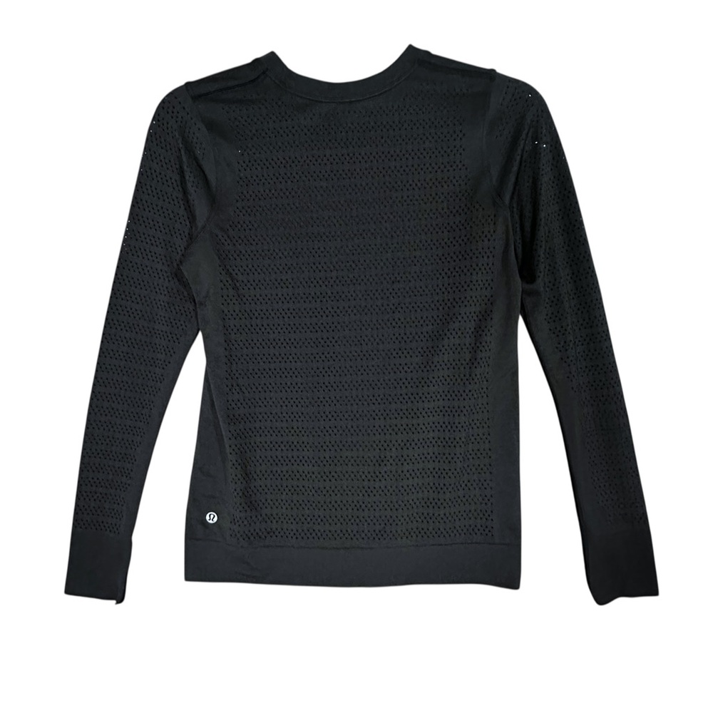 Lululemon Breeze By Top Sz 2 Black Long Sleeve Perforated Vented Running - Picture 8 of 11